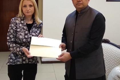 Новоназначеният посланик на България в Ислямска република Пакистан Ирена Ганчева връчи копия на акредитивните си писма